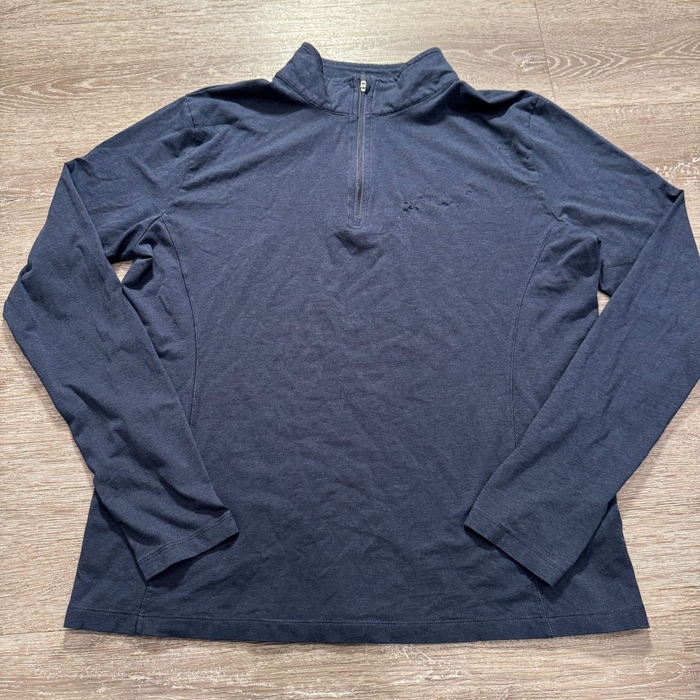 Tasc Jacket Womens XL‎ Blue Sweater 1/4 Zip Performance Mock Neck Bamboo Organic